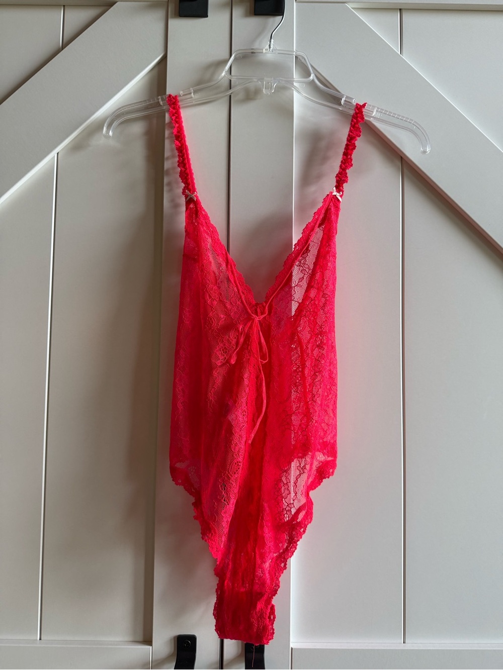 Victoria's Secret Neon Pink Lace Plunge Teddy